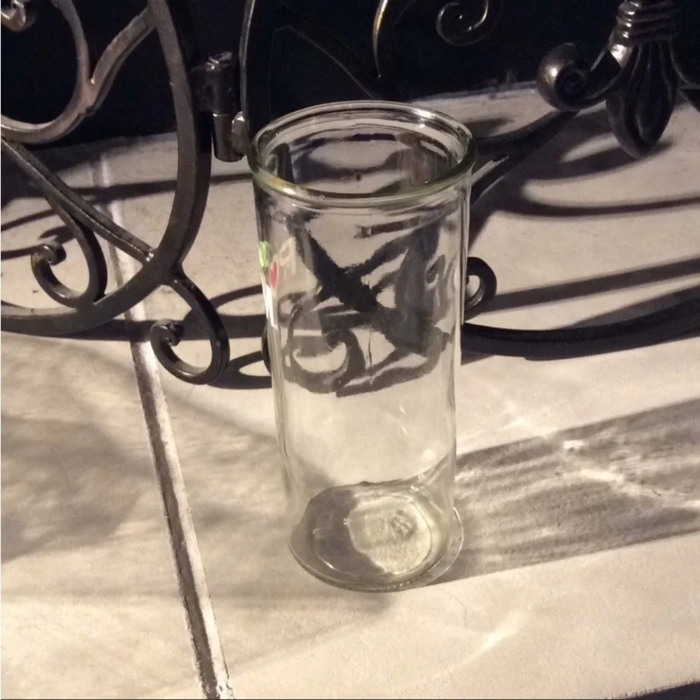 POM drinking clear glass painted